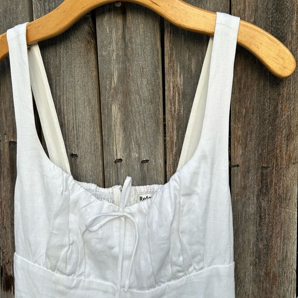 New Reformation Balia Linen Midi Dress White 4 - Picture 8 of 16